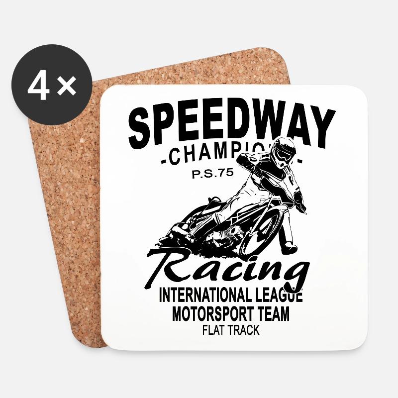 Speedway - Motorcycle Speedway - Untersetzer (4er-Set) - Weiß