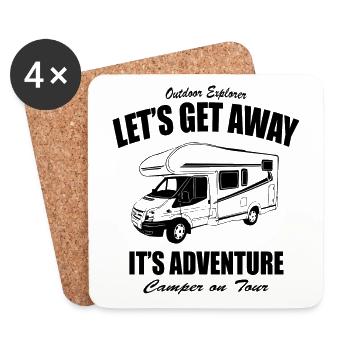 Wohnmobil - Caravan - Camping - Camper - Dessous de verre (lot de 4) - blanc - Devant