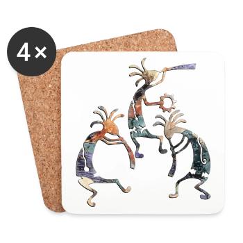 Native Americans - Kokopelli Musicans Trio 1 - Untersetzer (4er-Set) - Weiß - Vorne
