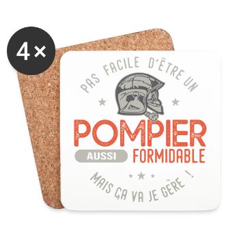 pompier formidable cadeau humour homme pompier - Dessous de verre (lot de 4) - blanc - Devant