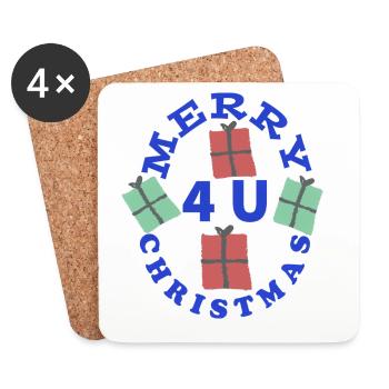 Lebendige Geschenke Weihnachtsdesign - Untersetzer (4er-Set) - Weiß - Vorne