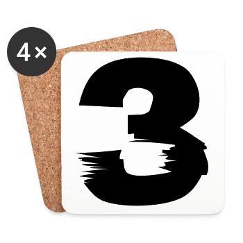 3 Nombre - Dessous de verre (lot de 4) - blanc - Devant