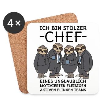 Stolzer Chef unglaublich fleißiges Team Faultiere - Untersetzer (4er-Set) - Weiß - Vorne
