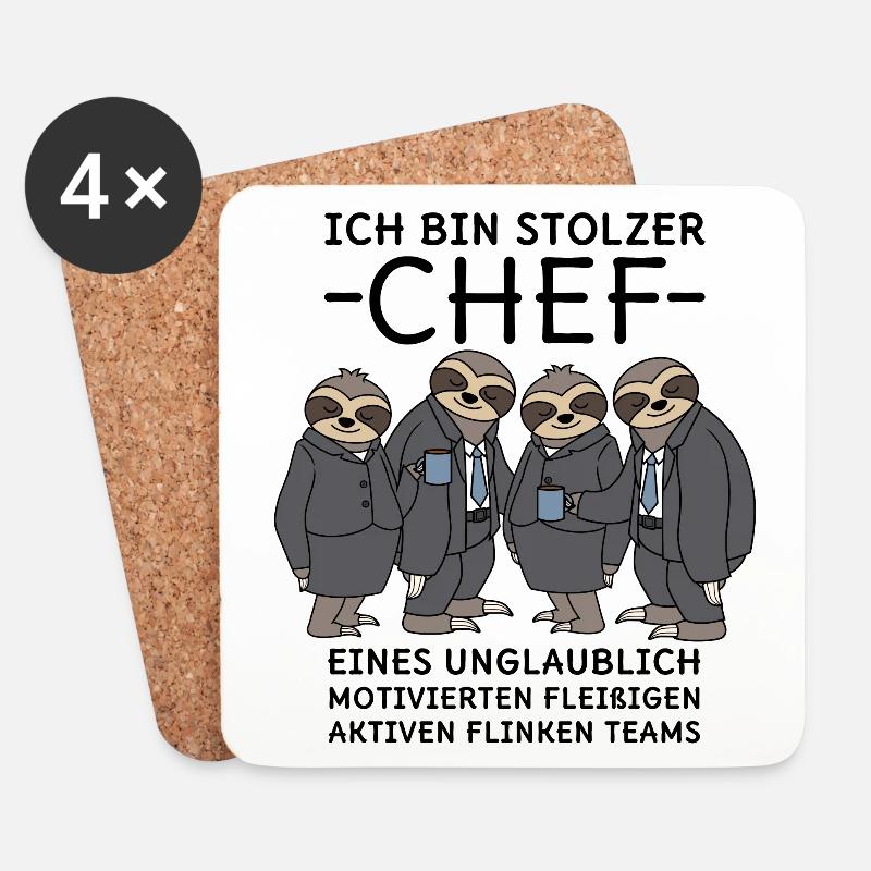 Stolzer Chef unglaublich fleißiges Team Faultiere - Untersetzer (4er-Set) - Weiß