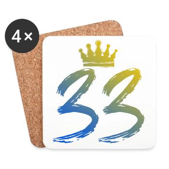 33 Zahl Krone - Untersetzer (4er-Set) - Weiß - Vorne