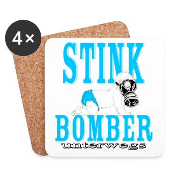 Stink Bomber on the Road Baby Boy Boy Diaper Blue - Coasters (set of 4) - white - Front