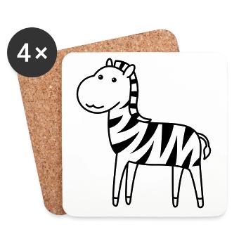 Zebra Comic Animal - Coasters (set of 4) - white - Front