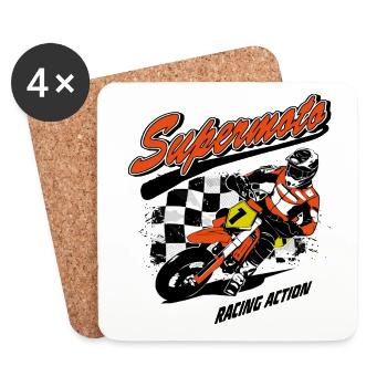Supermoto - Supermotard - Dessous de verre (lot de 4) - blanc - Devant