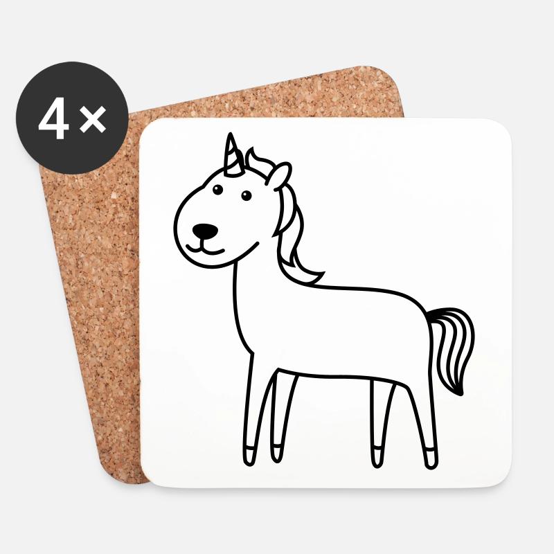 Einhorn Comic Tier - Untersetzer (4er-Set) - Weiß