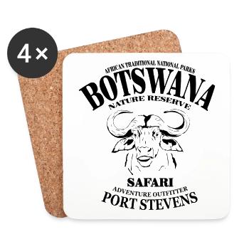 Botswana - Kaffern Buffalo - Coasters (set of 4) - white - Front
