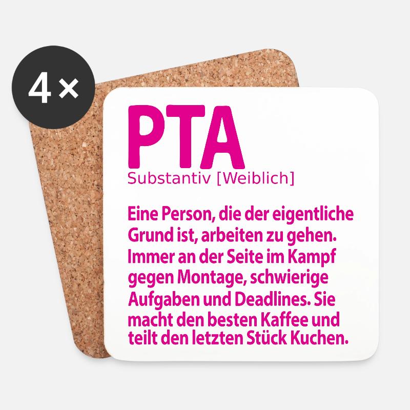PTA Abschiedgeschenk Danke Abschied Kollegin - Untersetzer (4er-Set) - Weiß