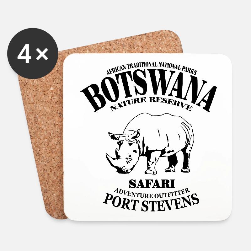 Botswana - Nashorn - Untersetzer (4er-Set) - Weiß