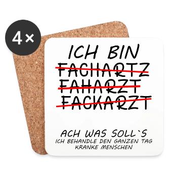 Facharzt Facharztprüfung Sprüche Lustige Witzig - Untersetzer (4er-Set) - Weiß - Vorne