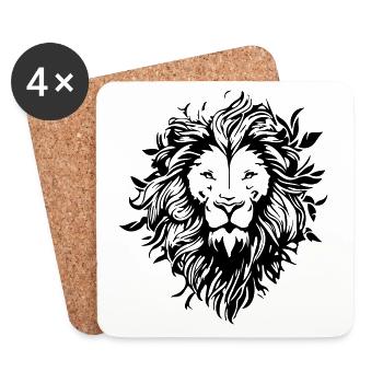 Lion's Head Lion - Coasters (set of 4) - white - Front
