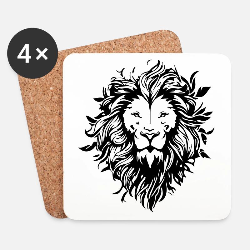 Lion's Head Lion - Coasters (set of 4) - white