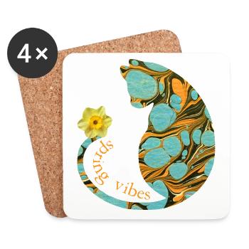 katze mit blume e 204 - Untersetzer (4er-Set) - Weiß - Vorne
