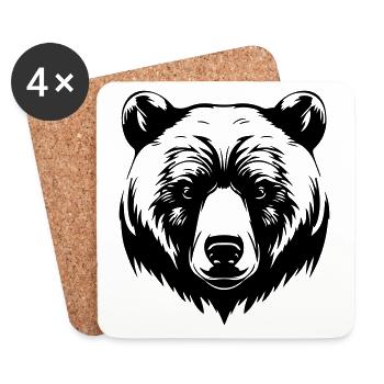 Bear Grizzly Animal - Coasters (set of 4) - white - Front