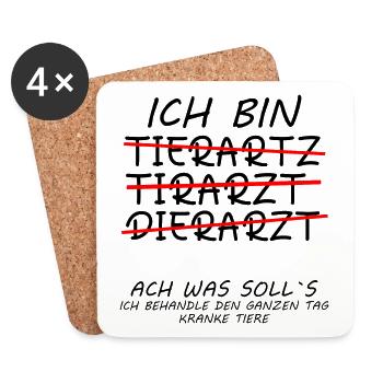 Dankeschön Danke sagen an Tierarzt Tierarztpraxis - Untersetzer (4er-Set) - Weiß - Vorne