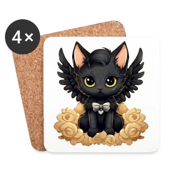 Dark Emo Gothic Angel Cat – Distinctive - Coasters (set of 4) - white - Front