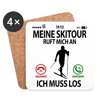 Skitourengeher Skitour Tourengeher Sprüche Lustig - Untersetzer (4er-Set) - Weiß - Vorne