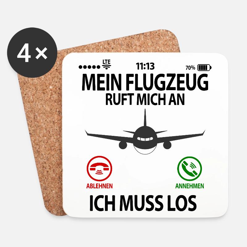 Flugzeugbegeisterte Witzig Lustige Sprüche - Untersetzer (4er-Set) - Weiß