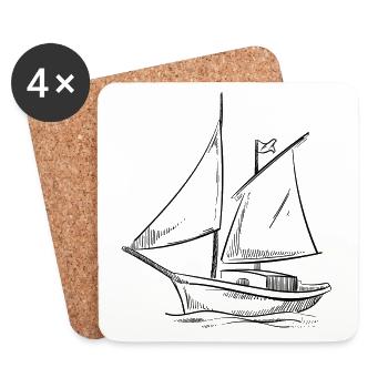 Aventures à la voile en silhouette: Elegant - Dessous de verre (lot de 4) - blanc - Devant