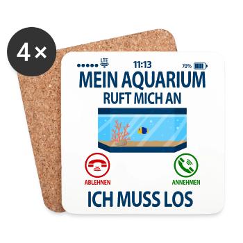Aquarienfreunde Lustig Sprüche mit Spruch - Untersetzer (4er-Set) - Weiß - Vorne