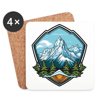 Berge Wandern Symbol - Untersetzer (4er-Set) - Weiß - Vorne