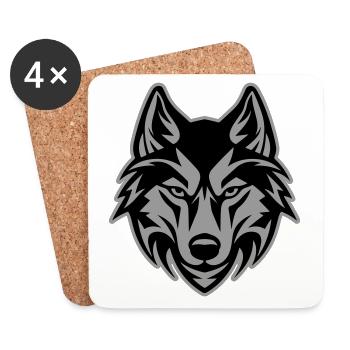 Wolf Kopf - Untersetzer (4er-Set) - Weiß - Vorne