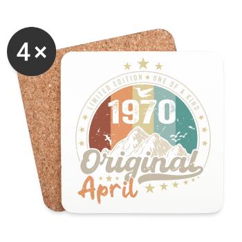 1970 Avril 1970 Anniversaire Avril 1970 Avril - Dessous de verre (lot de 4) - blanc - Devant