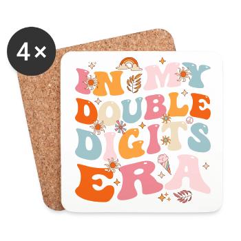 In My Double Digits Era 10 Year Old 10th Birthday - Dessous de verre (lot de 4) - blanc - Devant