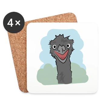 Illustration design "Emu Kisses" - Coasters (set of 4) - white - Front