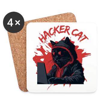 Hacker Cat 😻 - Untersetzer (4er-Set) - Weiß - Vorne