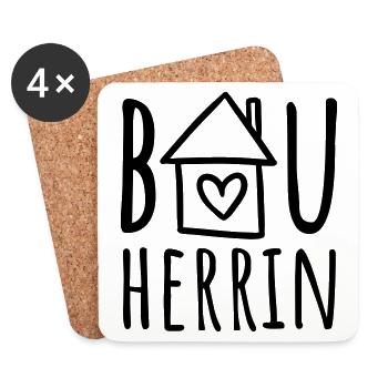 Bauherrin (Farbwechsel / Farbe änderbar) - Untersetzer (4er-Set) - Weiß - Vorne