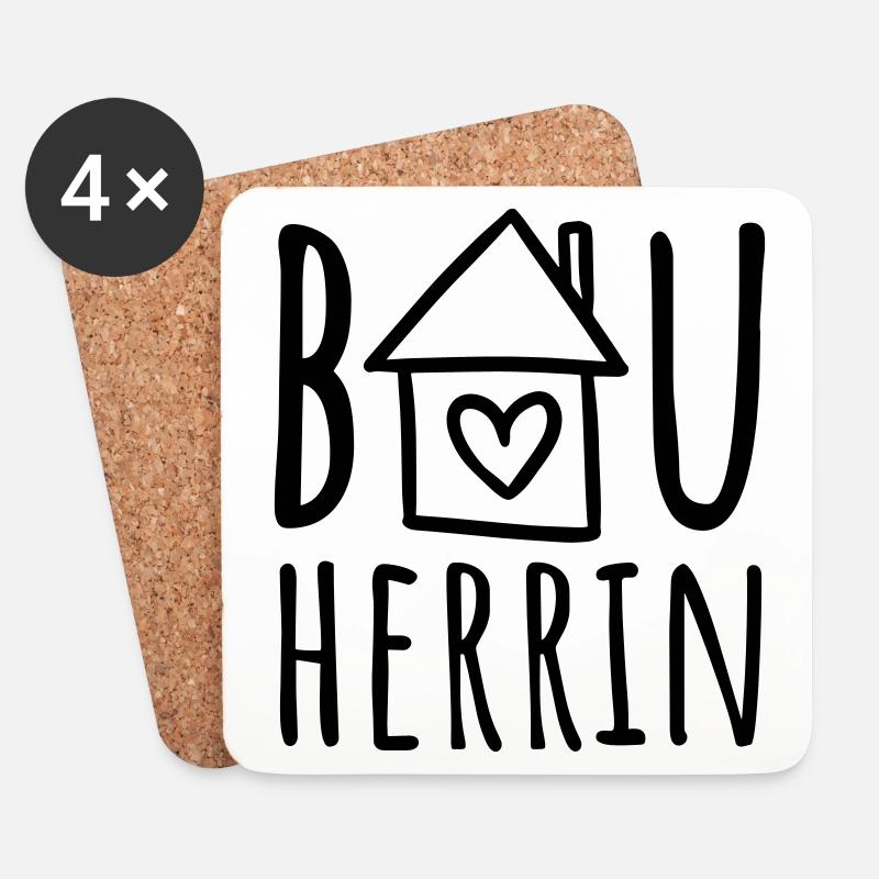 Bauherrin (Farbwechsel / Farbe änderbar) - Untersetzer (4er-Set) - Weiß