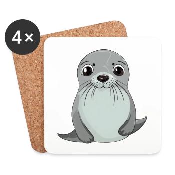 Sceau mignon - Dessous de verre (lot de 4) - blanc - Devant