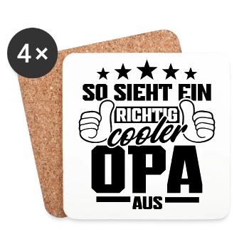 So sieht ein richtig cooler Opa aus - Untersetzer (4er-Set) - Weiß - Vorne