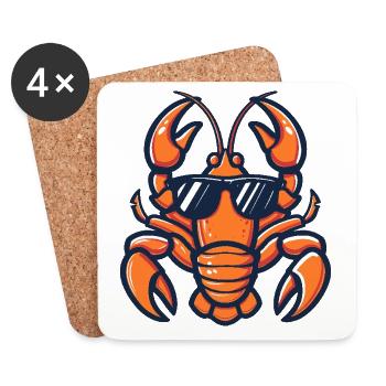 Crabe de homard Bande dessinée cool - Dessous de verre (lot de 4) - blanc - Devant