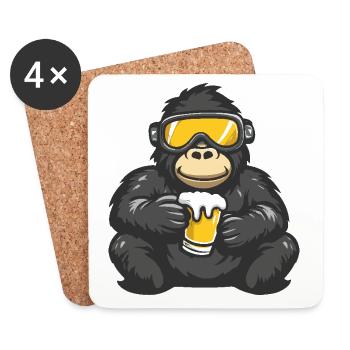 Gorilla Apres Ski Bier - Untersetzer (4er-Set) - Weiß - Vorne