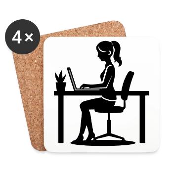 Woman Computer Job - Coasters (set of 4) - white - Front