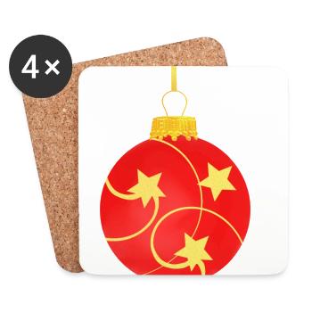 Weihnachtskugel Weihnachtsbaumkugel Weihnachten - Untersetzer (4er-Set) - Weiß - Vorne