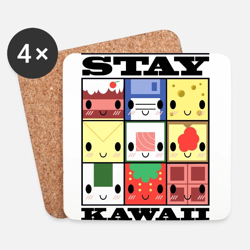 STAY KAWAII - Untersetzer (4er-Set) - Weiß