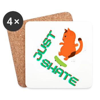 Just Skate Skateboard Cat - Coasters (set of 4) - white - Front