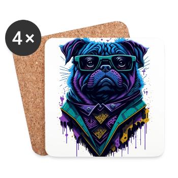 Graffiti Cyberpug - Untersetzer (4er-Set) - Weiß - Vorne