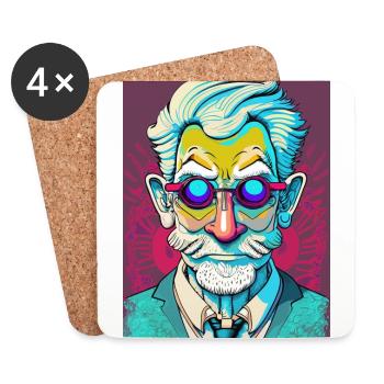 Mysterious Old Man with Glasses - Coasters (set of 4) - white - Front