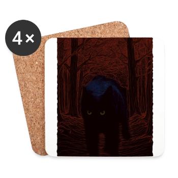 Black Night Cat - Coasters (set of 4) - white - Front
