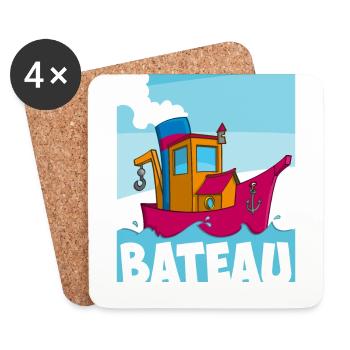 Colorful image of a funny tugboat - Coasters (set of 4) - white - Front