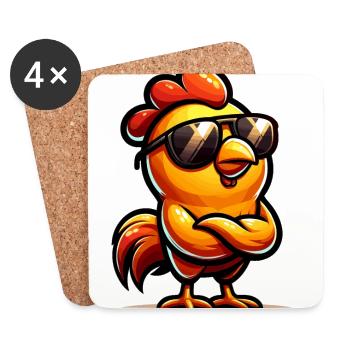 Funny Chicken Chicken Funny Image - Coasters (set of 4) - white - Front