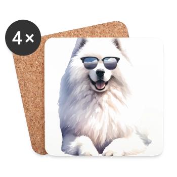 Samojeden Hund Geschenke Niedlicher Samojeden Hund Grafik - Untersetzer (4er-Set) - Weiß - Vorne