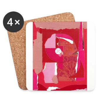 Collage rouge - Dessous de verre (lot de 4) - blanc - Devant